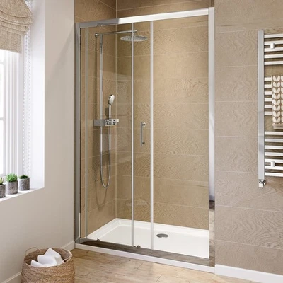 IBATHUK Shower Enclosure Door Reversible Cubicle Door Sliding 6mm Modern Glass 1000mm