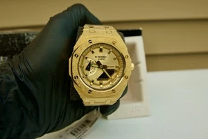 Custom G-Shock GA-2100  Mod – Gold frosted Stainless Steel Case | Gold Dial  - Picture 1 of 3