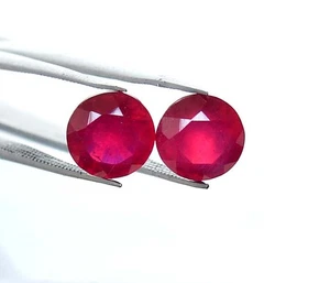 Natural Ruby Round Cut Pair 9 mm 8.14 CTS Faceted Loose Gemstones GF - Picture 1 of 8