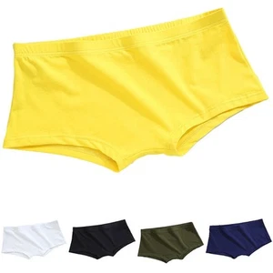 Comfortable Men's Underwear Cotton Boxer Shorts with Low Waist and Solid Color - Picture 1 of 16