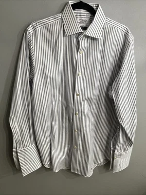 T.M. Camisa de Vestir Lewin London Calce Ajustado Algodón, Talla 16/33, Rayas Azules y Blancas Foto 1 de 4
