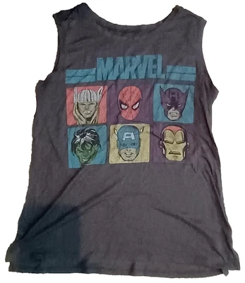 Marvel Comics Avengers Top Shirt Womens Large Gray Solid Graphic Sleeveless Retr - Image 1 of 4