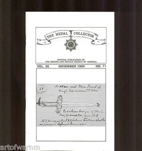 MEDAL COLLECTOR Vol 35 # 11 1984 ( OMSA Journal ) - Picture 1 of 1