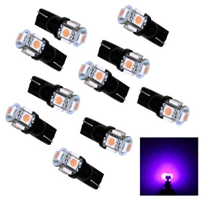 10Pcs T10 194 168 W5W 5 SMD 5050 Purple LED Car Wedge Light Fixed current USA - Picture 1 of 4