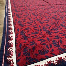 Red and Blue Floral Tablecloth Williams Sonoma 100% Cotton 70x90 Inches