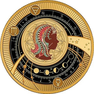 Signe du Zodiaque Vierge Pièce d'Argent 500 Francs CFA Cameroun 2018 - Image 1 of 2