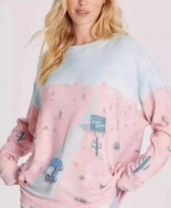 Wildfox blau & pink Roadtrip Welcome to Palm Springs Sweatshirt Größe SMALL - Bild 1 von 6