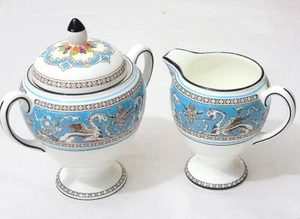 Crema y azucarero Wedgwood florentino turquesa en forma de globo centro de frutas 276 - Imagen 1 de 7