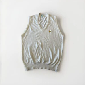 Vintage Augusta National Golf Shop L White Cotton Sweater/Vest Masters Logo - Picture 1 of 3