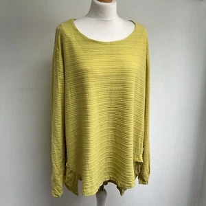Diverse Top One Size Yellow Green Long Sleeve Dipped Hem Lagenlook Cotton - Picture 1 of 10