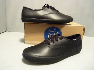 Keds Youth Original Champion CVO Black Leather shoes NIB Sizes Lace Up KY41025E - Picture 1 of 2