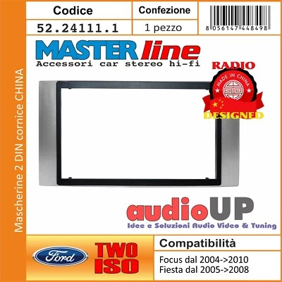 MASCHERINA AUTORADIO 2 DIN FOCUS 2004 AL 2010 CON CORNICE RADIO CINESI. SILVER. - Immagine 1 di 4