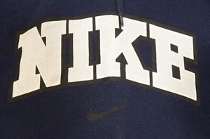 Nike Center Swoosh Mens Hoodie Large Navy Blue Spellout Long Sleeve y2k travis - Picture 1 of 9