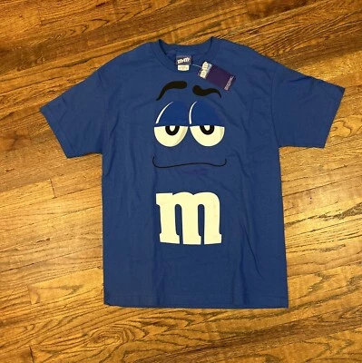 Vintage M&M's Shirt Mens Large Blue Big Face Mars Candy All Over Print  - Flaw - Image 1 of 4