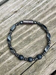 Onyx Round Magnetic Hematite Bracelet Anklet Necklace 1 Row Mens Womens