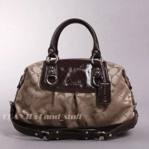 Coach Handbag Ashley F15443 Signature C Satchel Khaki/Mahogany Leather NEW - Bild 1 von 7