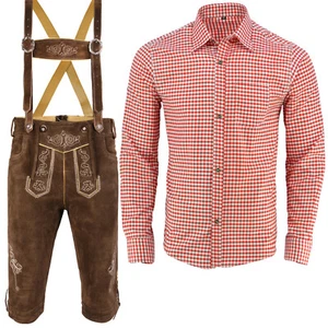 Trachtenset Trachten Set Herren Trachtenlederhose Hemd Trachten Set 46-62 LE1ROH - Bild 1 von 7