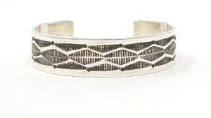 Adrian Reeves langes Navajo Stapler Stil handgefertigtes Sterlingsilber Armband - Bild 1 von 7