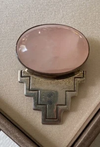 Carol Felley Sterling Silver Oval Cabochon Rose Quartz Pin / Pendant - Picture 1 of 15