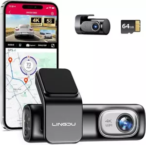 Front&Rear Dash Cam 4K/2.5K/1080P WiFi GPS Car Camera Free 64GB TF Voice Control - Picture 1 of 11