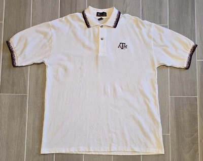 Vintage Texas A&M Aggies Golf Polo Heavyweight Logo Size Large Ringer Made USA  - Image 1 of 4