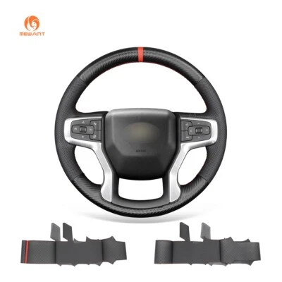 PU Leather Carbon Fiber Steering Wheel Wrap for Chevrolet Blazer Silverado Tahoe - Image 1 of 4