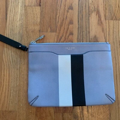 Muñequera superior con cremallera de cuero Rag & Bone a rayas azules Foto 1 de 4