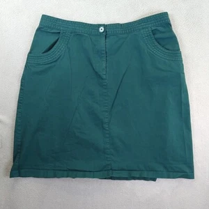 Modcloth Straight Midi Skirt Women's 1X Green Pockets Knee Length - Picture 1 of 12