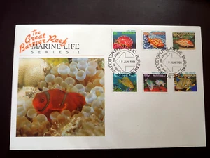 1984 MARINE LIFE WILDLIFE FISH SET ON FDC AUSTRALIA - Picture 1 of 1