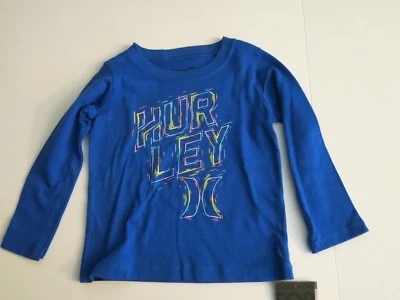 Camiseta Hurley Infantil Niño Pequeño 12M Azul Logo Manga Larga Algodón NUEVA Foto 1 de 2
