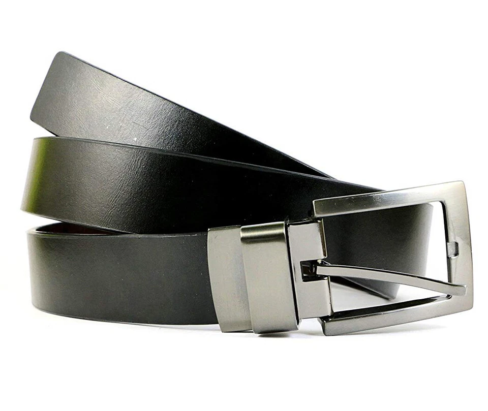 Novo Cinto Masculino Alfani Reversível Casual Fivela Larga Preto/Marrom 44 - Imagem 1 de 1