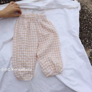Summer Plaid Mosquito Proof Pants Outdoor Wear Baby Girls New Style Fashion Casu - Picture 1 of 12