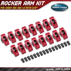 Red 2024 Aluminum Roller Rocker Arm for Small Block Chevy SBC 350 1.6 Ratio 3/8" - Picture 1 of 8