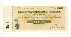 100 LIRE RSI - BANCA COMMERCIALE ITALIANA - FIRMA G.AGNELLI 1944 - PERIZIATA - Imagen 1 de 4