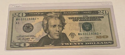 US Fancy Star Error Note Serial Twenty Dollar Replacement Duplicate Ink Fed $20 - Image 1 of 2