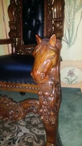 Horse Head king throne chair rare Solid wood - Picture 1 of 8