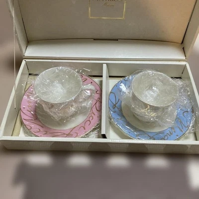 NINA RICCI Sango чашка (кофе) и блюдце, пара комплект, розовый и синий, Япония, новый - Изображение 1 из 4