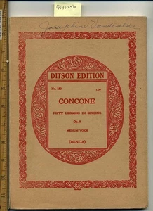 Giuseppe Concone 1912 Fifty Lessons in Singing Op 9 Medium Voice * Songbook - Picture 1 of 3