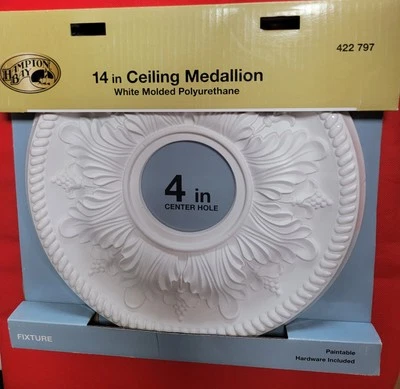 Lot Of 2 Hampton Bay 14in Ceiling Medallion White Molded Polyurethane New - Image 1 of 4