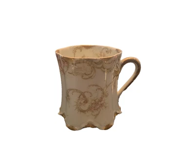 Haviland Limoges Unusual Mug Schleiger #910 Flower and Scroll with Gold Trim - Image 1 of 4