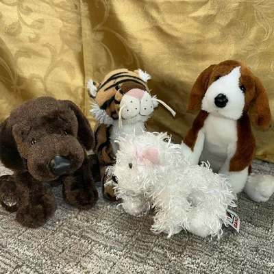 Ganz Plush Webkinz Lot Stuffed Animals Kids Toys Lot of  4 NO CODES Dogs, Tiger  - Image 1 of 4
