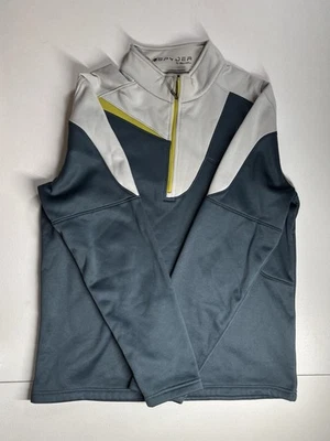 Camisa atlética mediana azul y gris con Spyder verde manga larga Foto 1 de 4