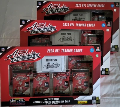 PAQUETE DE TARJETAS COLECCIONABLES DE FÚTBOL AMERICANO ABSOLUTO PANINI NFL 2025 - 8 PAQUETES - 1 PAQUETE DE BONIFICACIÓN Foto 1 de 4