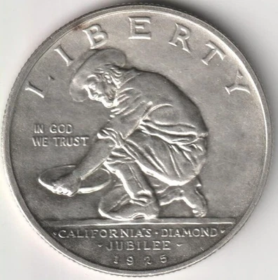 Medio dólar conmemorativo del jubileo de California 1925-S AU-BU Foto 1 de 2