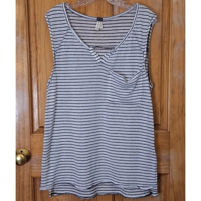 Camisa We the Free Mujer Pequeña Sin Mangas Crema Negra Rayas Ligera Cómoda Foto 1 de 4