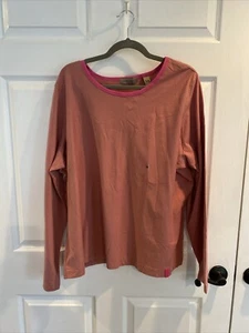 I.E. Relaxed Plus Size Long Sleeve, Pink/Brown Striped Shirt, 3X, NWT - Picture 1 of 6