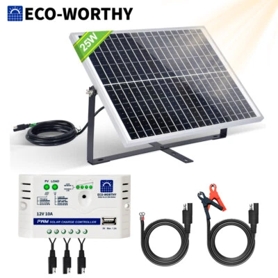 20W 25Watt 12V Mono Solar Panel Kit With Bracket Battery Charger Boat Camper Van - Image 1 of 4
