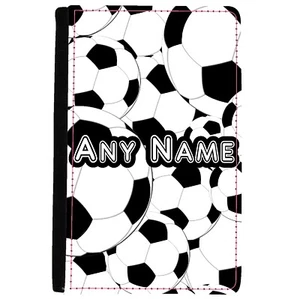PERSONALISED FOOTBALL MULTI PRINT FAUX LEATHER UK PASSPORT COVER/HOLDER GIFT - Picture 1 of 4