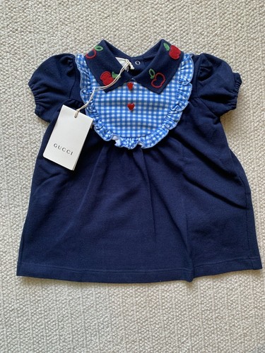 Abito Gucci Neonata Bambina Gucci Blu Navy Nuovo Con Etichette