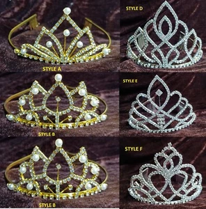 36 Stck. mit 6 Stilen Großhandel Posten Braut Festzug Blumenmädchen Kristall Krone Diadem - Bild 1 von 13